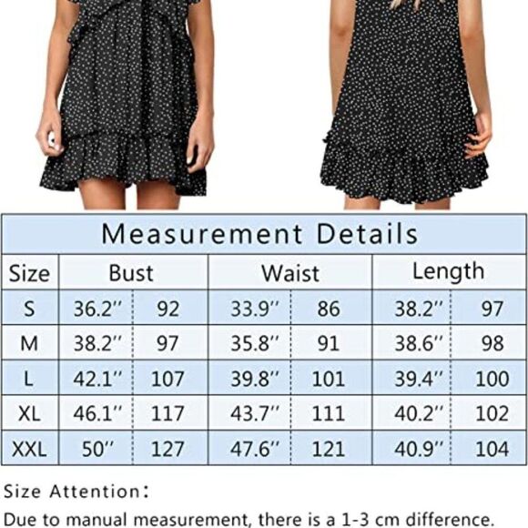 liher Women Summer Dress V Neck Short Sleeve Ruffle Casual Loose Swing Dresses - Picture 6 of 6